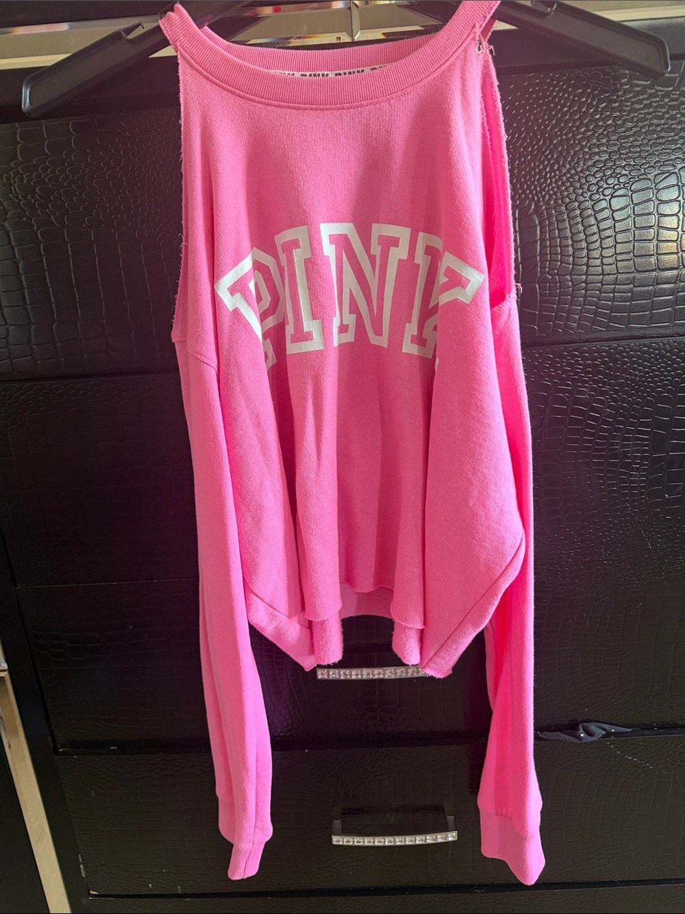 PINK Bright Pink Cropped Sweatshirt